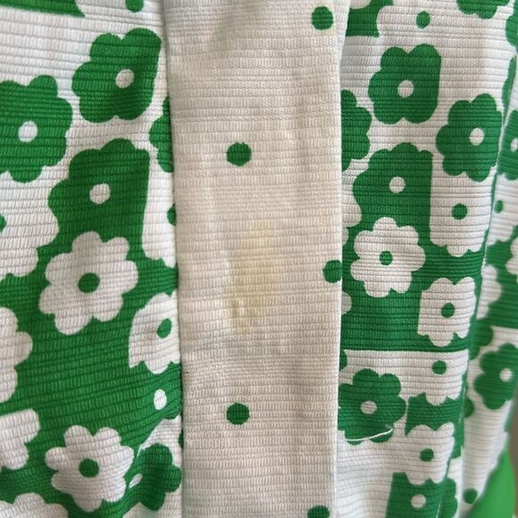 Vintage 60s/70s Howard Wolf Green & White Flower Power Hostess Maxi Dress - Picture 5 of 12